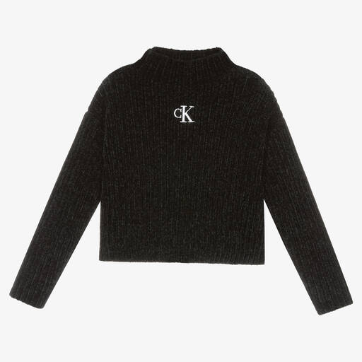 Calvin Klein Jeans-Girls Black Chenille Sweater | Childrensalon Outlet