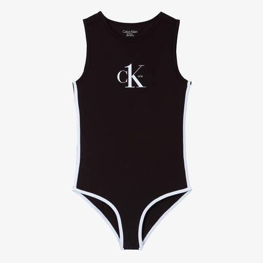 Calvin Klein-Girls Black Cotton Bodyvest | Childrensalon Outlet