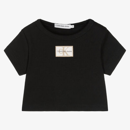 Calvin Klein Джинсы-Черная укороченная футболка из хлопка | Childrensalon Outlet