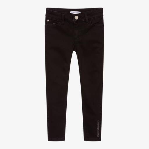 Calvin Klein Jeans-Girls Black Cotton Denim Skinny Jeans | Childrensalon Outlet