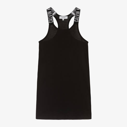 Calvin Klein-Girls Black Cotton Jersey Tank Dress | Childrensalon Outlet