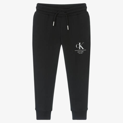 Calvin Klein Jeans-Girls Black Cotton Joggers | Childrensalon Outlet