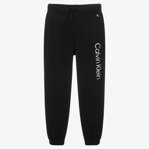 Calvin Klein Jeans-Girls Black Cotton Joggers | Childrensalon Outlet