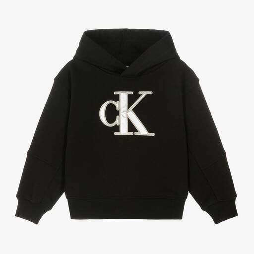 Calvin Klein-Черная хлопковая худи с монограммой | Childrensalon Outlet