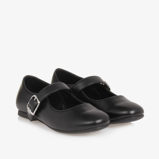 Calvin Klein-Girls Black Faux Leather Strap Shoes | Childrensalon Outlet