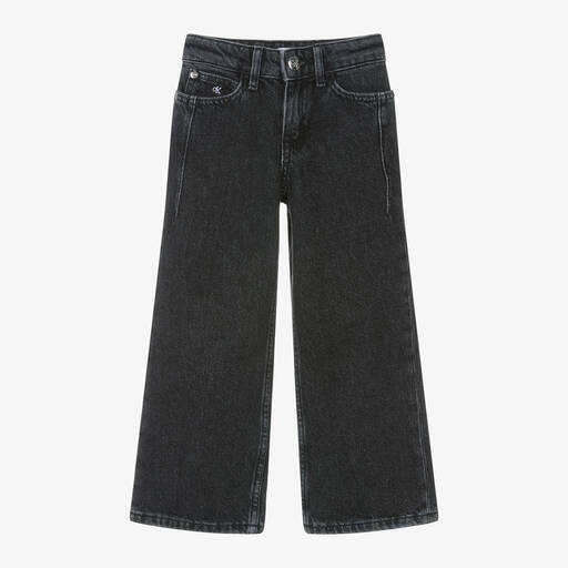 Calvin Klein-Широкие черные джинсы с высокой посадкой для девочек | Childrensalon Outlet