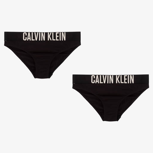 Calvin Klein-Girls Black Knickers (2 Pack) | Childrensalon Outlet