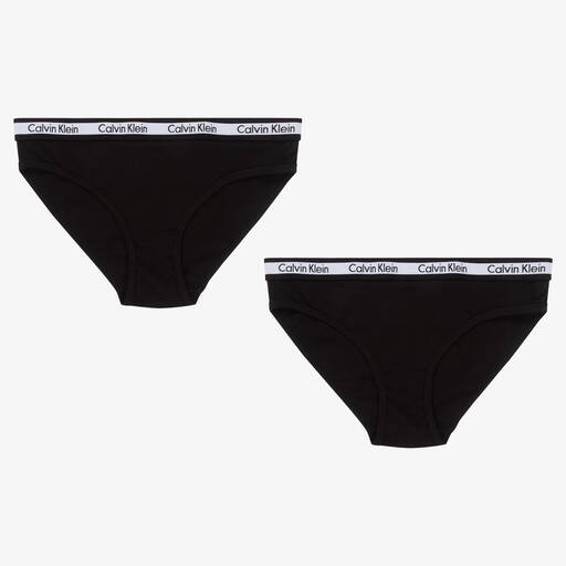 Calvin Klein-Girls Black Knickers (2 Pack) | Childrensalon Outlet