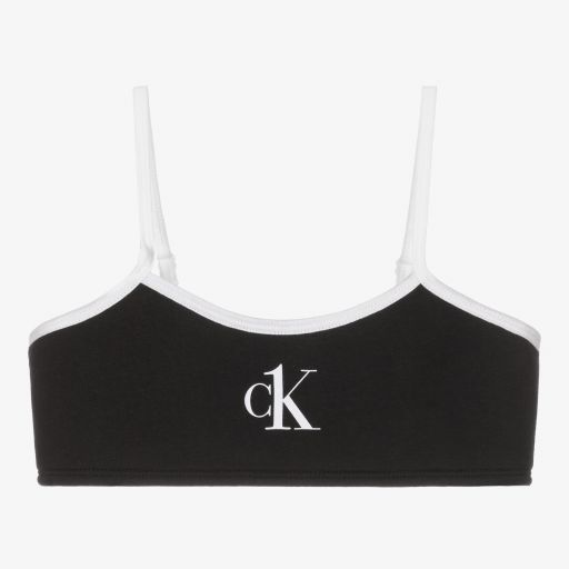 Calvin Klein-Girls Black Logo Bralette | Childrensalon Outlet