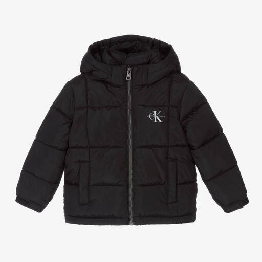 Calvin Klein Jeans-Girls Black Logo Puffer Jacket | Childrensalon Outlet