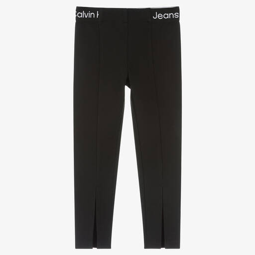 Calvin Klein Jeans-Girls Black Milano Jersey Trousers | Childrensalon Outlet