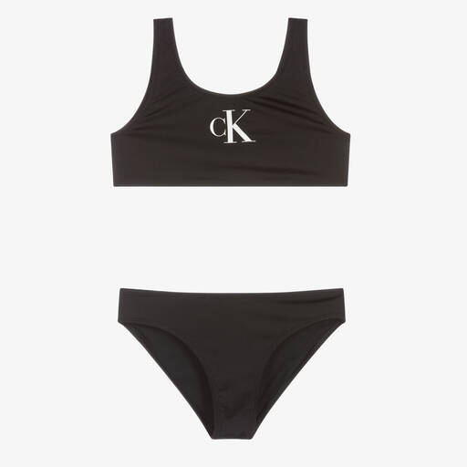 Calvin Klein-Girls Black Monogram Logo Bikini | Childrensalon Outlet