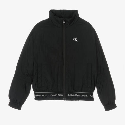 Calvin Klein Джинсы-Черная утепленная куртка с логотипной лентой | Childrensalon Outlet