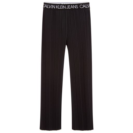 Calvin Klein Jeans-Girls Black Pleated Trousers | Childrensalon Outlet
