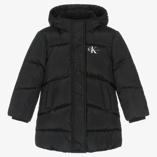 Calvin Klein-Girls Black Puffer Coat | Childrensalon Outlet