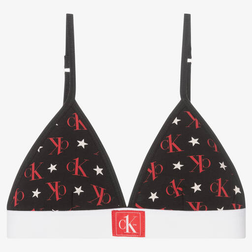 Calvin Klein-Girls Black & Red Logo Bra | Childrensalon Outlet