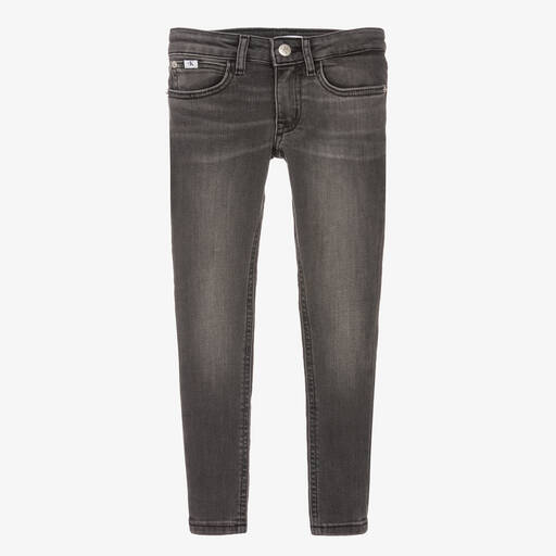 Calvin Klein Jeans-جينز سكيني تينز بناتي قطن دنيم لون أسود | Childrensalon Outlet