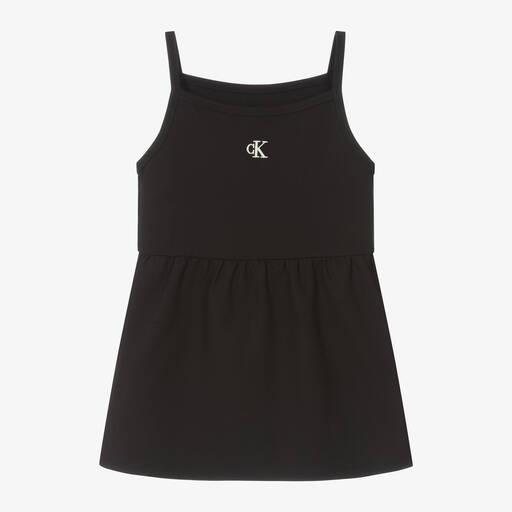 Calvin Klein-Girls Black Sleeveless Viscose Dress | Childrensalon Outlet