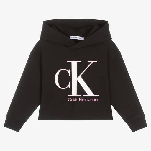 Calvin Klein Jeans-Girls Black Sun Reveal Logo Hoodie | Childrensalon Outlet