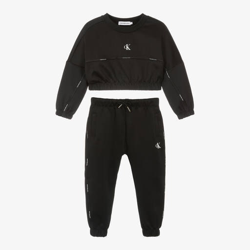 Calvin Klein-Черный спортивный костюм с лентой для девочек | Childrensalon Outlet