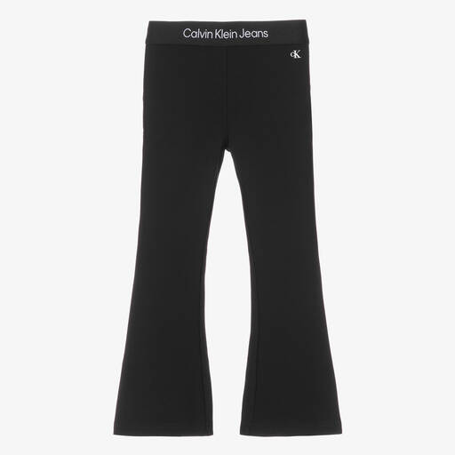 Calvin Klein-Girls Black Viscose Flared Trousers | Childrensalon Outlet
