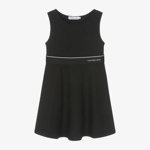 Calvin Klein-Girls Black Viscose Jersey Dress | Childrensalon Outlet