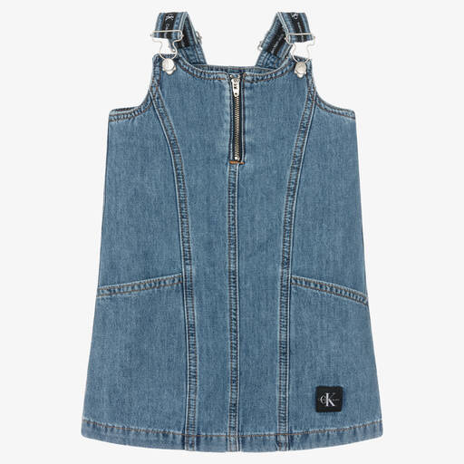 Calvin Klein Jeans-Girls Blue Denim Pinafore Dress | Childrensalon Outlet