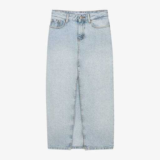 Calvin Klein-Girls Blue Maxi Denim Skirt  | Childrensalon Outlet