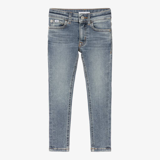 Calvin Klein-Girls Blue Mid Rise Skinny CK Jeans | Childrensalon Outlet