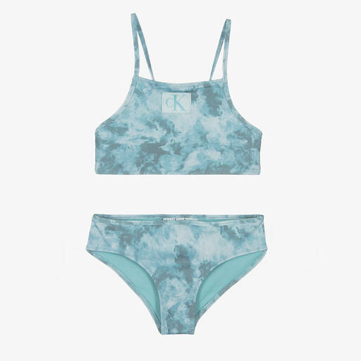 Calvin Klein-Girls Blue Tie-Dye Logo Bikini | Childrensalon Outlet