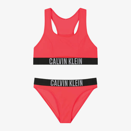 Calvin Klein-مايو بيكيني لون زهري مرجاني للبنات | Childrensalon Outlet
