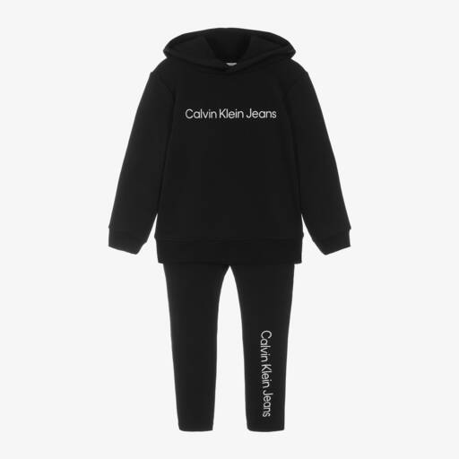 Calvin Klein-طقم ليقنز قطن لون أسود للبنات | Childrensalon Outlet
