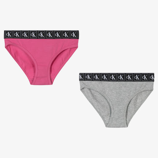 Calvin Klein-Girls Cotton Knickers (2 Pack) | Childrensalon Outlet