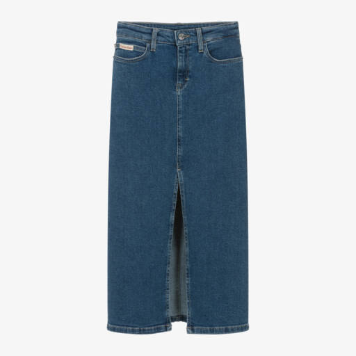 Calvin Klein-Girls Denim Blue Midi Skirt | Childrensalon Outlet
