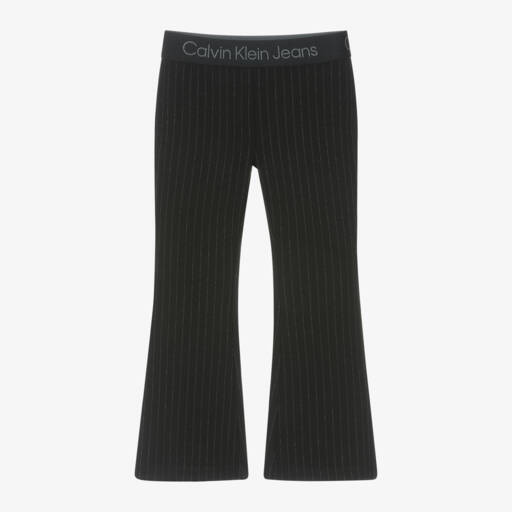 Calvin Klein-Girls Flared Black Pinstripe Trousers | Childrensalon Outlet