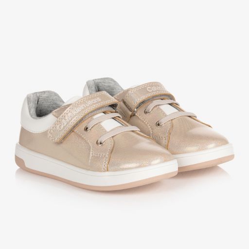 Calvin Klein Jeans-Goldene Sneakers mit Klettverschluss (M) | Childrensalon Outlet