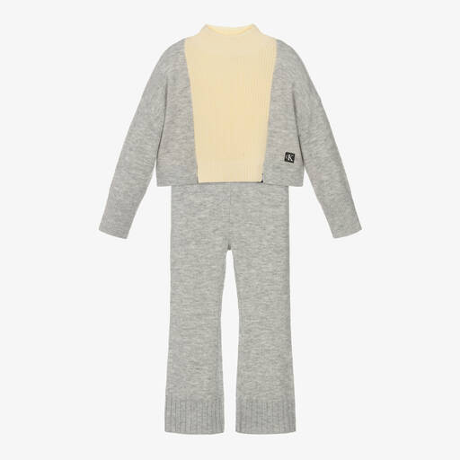Calvin Klein-Кремово-серый трикотажный топ и брюки | Childrensalon Outlet