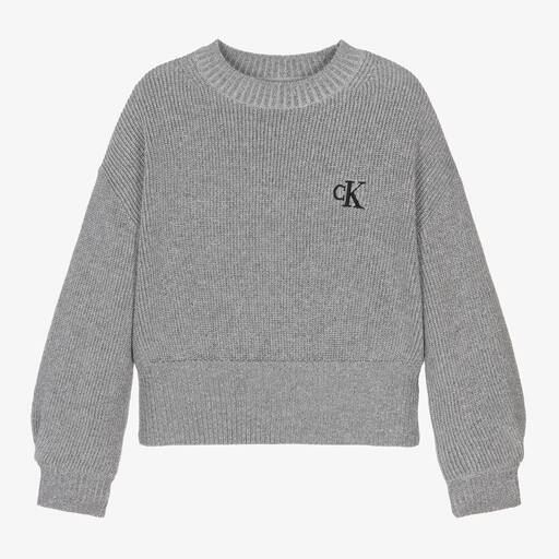 Calvin Klein-Girls Grey Sparkly Knitted Sweater | Childrensalon Outlet