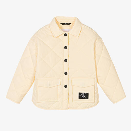Calvin Klein-Girls Ivory Quilted Jacket | Childrensalon Outlet