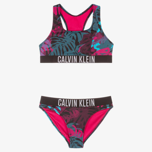 Calvin Klein-Girls Jungle Leaf Pink Bikini | Childrensalon Outlet