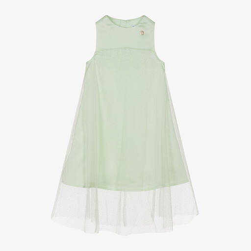 Calvin Klein-Girls Mint Green Satin & Tulle Sparkle Dress | Childrensalon Outlet