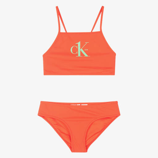 Calvin Klein-Maillot deux pièces orange Fille  | Childrensalon Outlet