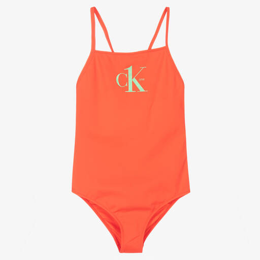 Calvin Klein-Oranger Badeanzug für Mädchen | Childrensalon Outlet