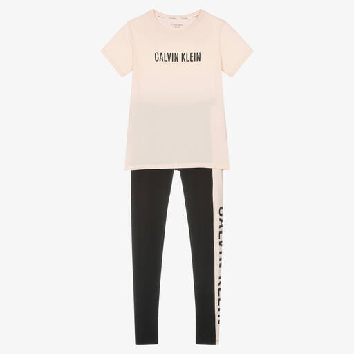Calvin Klein-Girls Pink & Black Pyjamas | Childrensalon Outlet