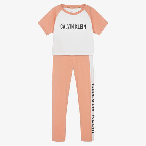 Calvin Klein-Girls Pink Cotton Pyjamas | Childrensalon Outlet