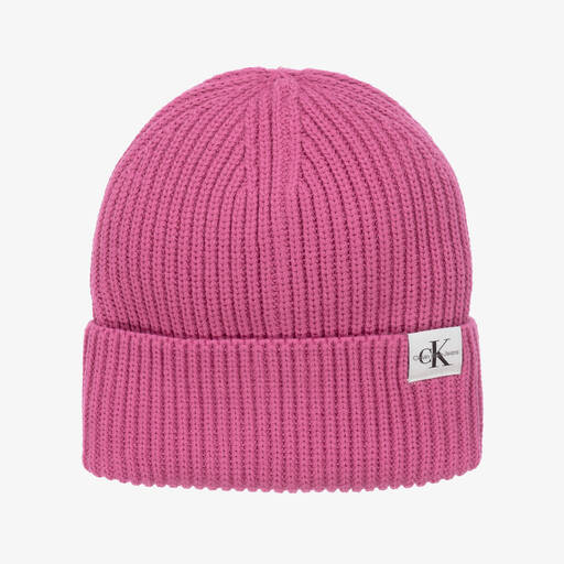 Calvin Klein-Girls Pink Knitted Beanie Hat | Childrensalon Outlet
