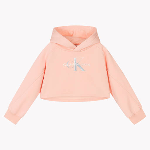 Calvin Klein Jeans-Rosa, kurzer Kapuzenpulli (M) | Childrensalon Outlet