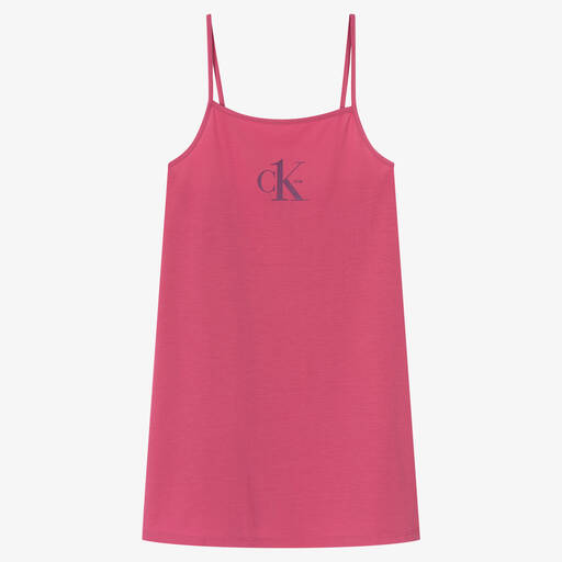 Calvin Klein-Girls Pink Logo Nightdress | Childrensalon Outlet