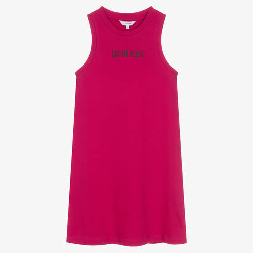 Calvin Klein-Girls Pink Organic Cotton Dress | Childrensalon Outlet