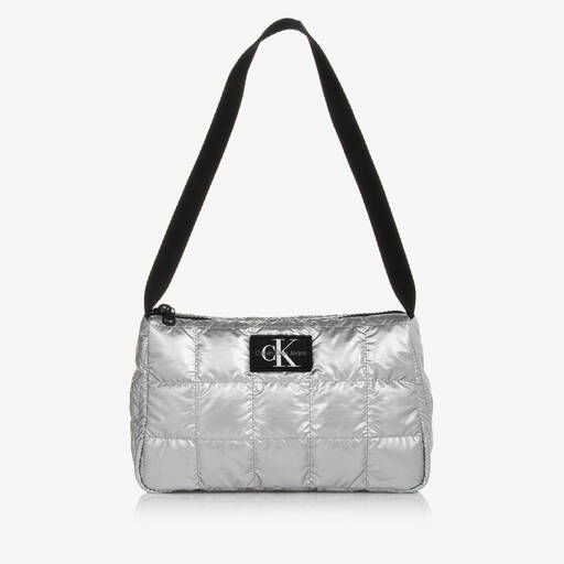 Calvin Klein-Серебристая стеганая сумка через плечо для девочек (23см) | Childrensalon Outlet